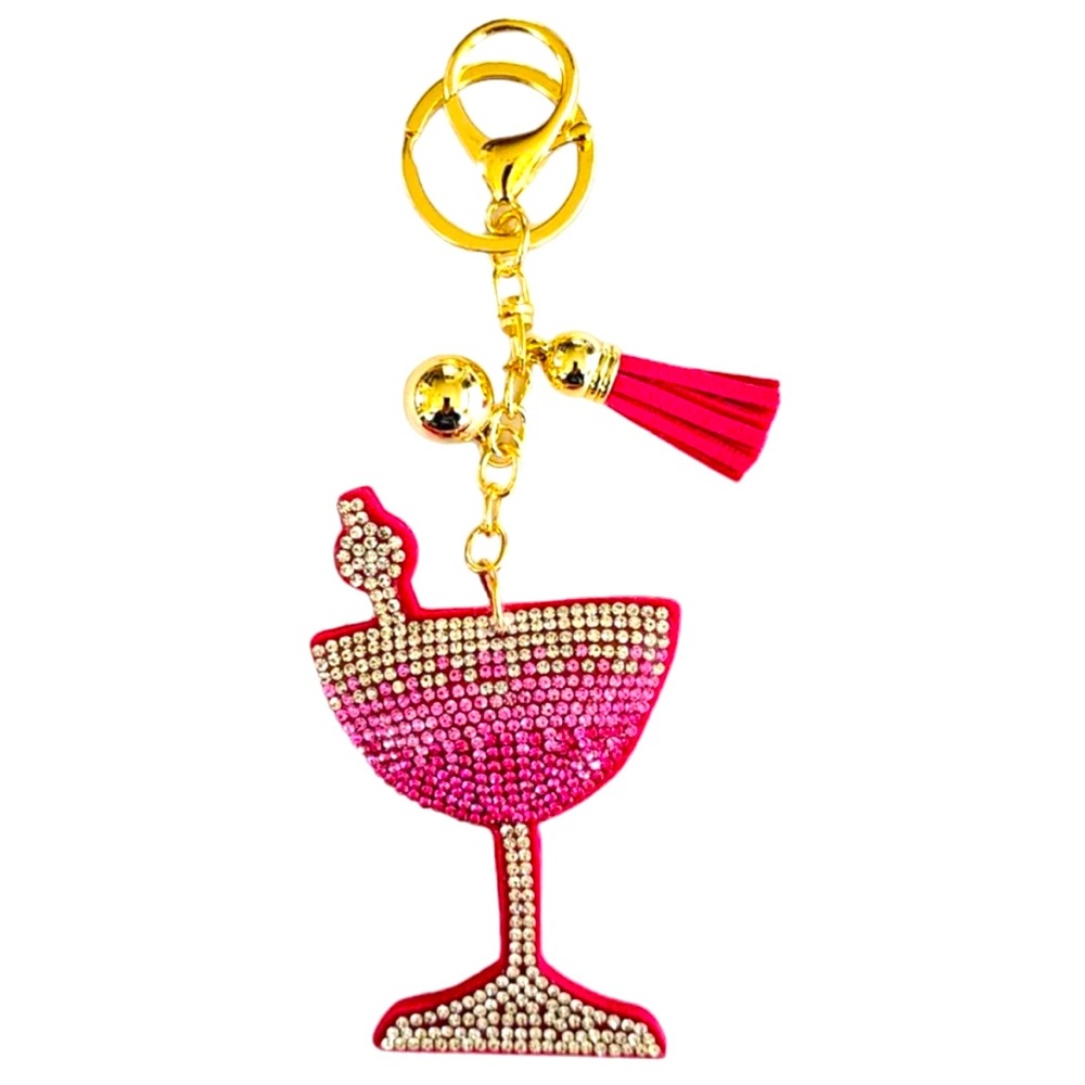 New Puffy Wine Glass Keychain